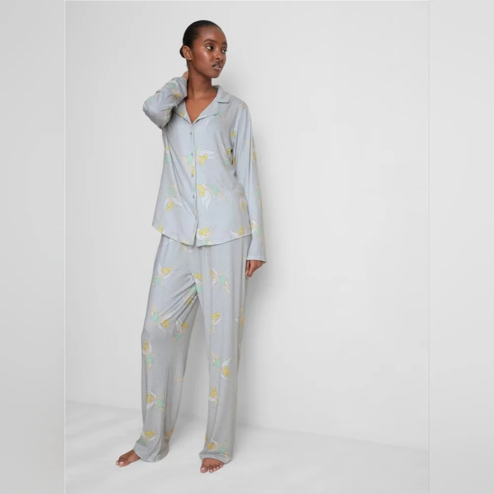 SALE! LAst 1! Disney Tinkerbell Gray Pajama Set Long Sleeves And Pants SOFT - Picture 2 of 8